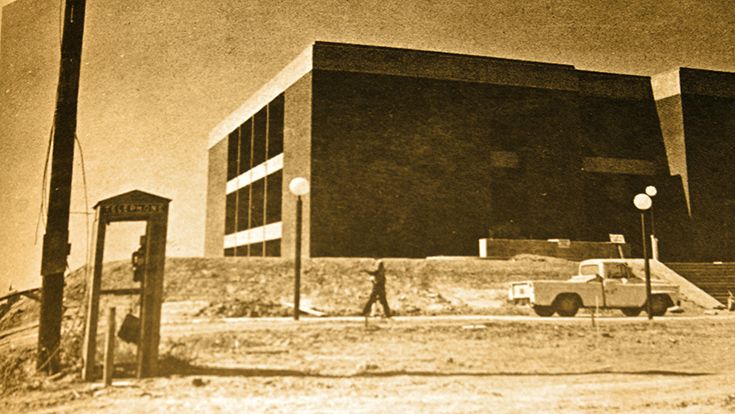 The CRC library under construction in 1970.