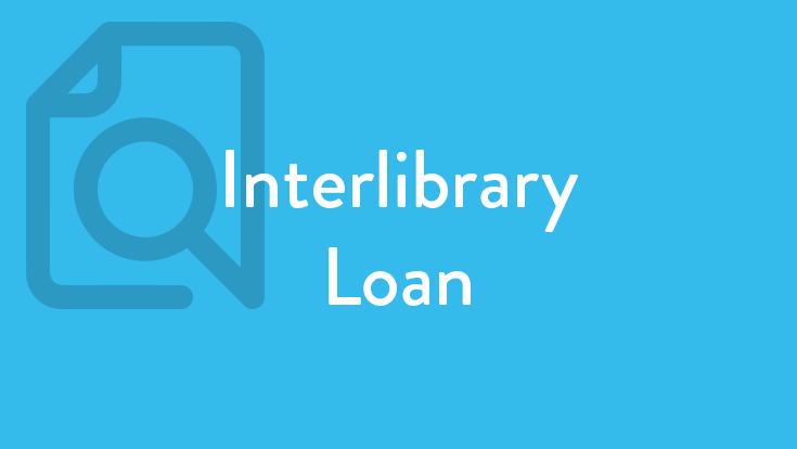 Interlibrary Loan white text on light blue background