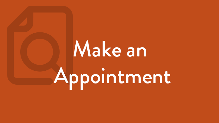 Make an Appointment white text on a dark orange background