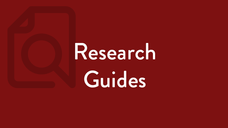 Research Guides white text on a dark red background