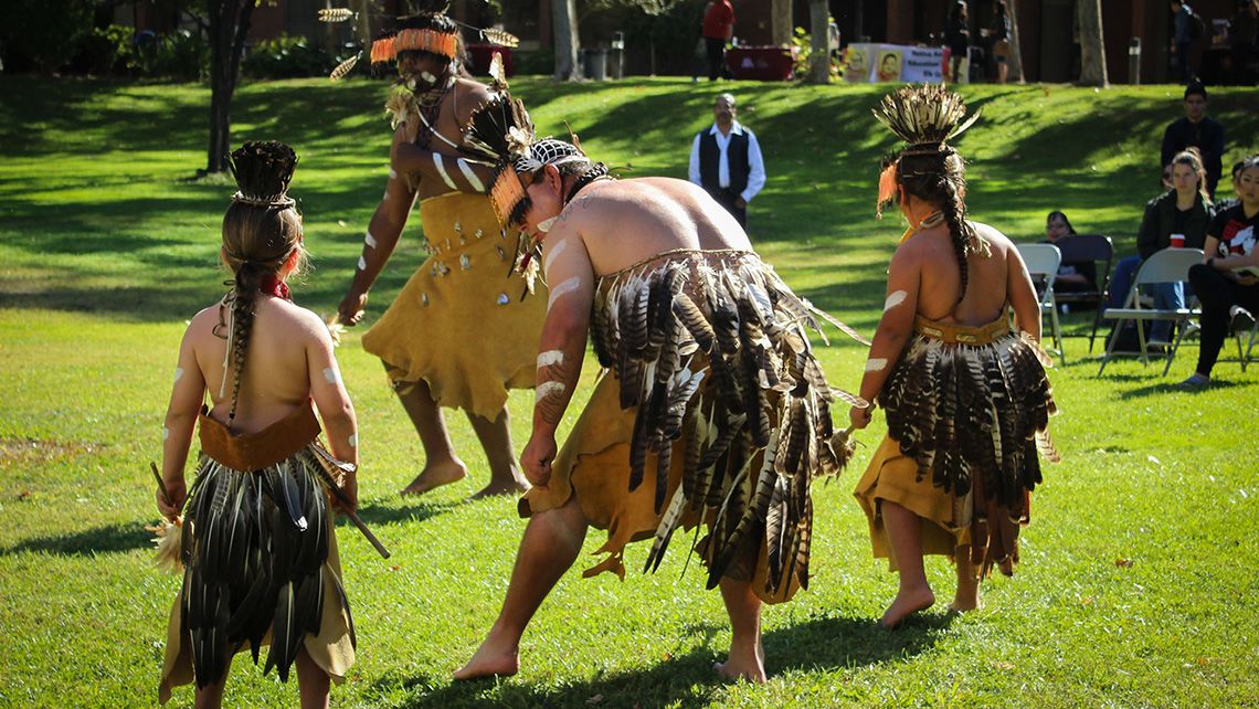 A group of dancers during Native American Heritage Week at CRC. Photo by November Rain Erwin.